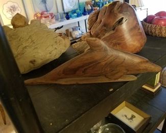 hand carved cypress dolphin