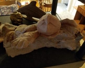 hand carved cypress snapping turtle