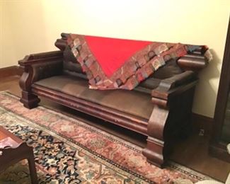 19 th Century Empire Sofa, original horsehair upholstery (paisley throw not available)