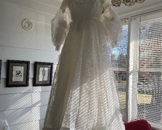 Vintage lace wedding dress, petite