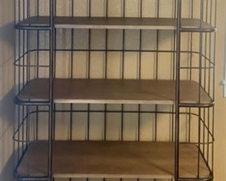 5-Tier 72" Industrial Wood And Metal Shelf On Wheels