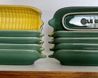 Set Of (10) Le Creuset Stoneware Yellow And Green Corn