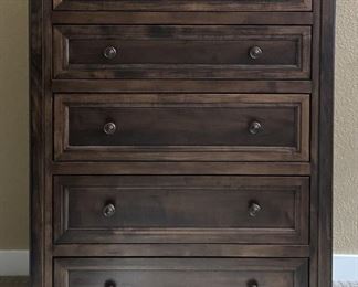 Solid Designer Dark Wood 5-Drawer Dresser