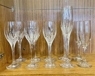Collection Of Crystal Cut Wine And Champaign Glasses
