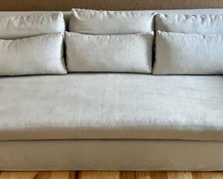 Pottery Barn York Deep Slope Arm Grand Sofa W/ Bench Cushion Frame With 3 Matching Pillows And Covers (1 Of 2)