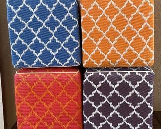 (4) Assorted Color Tangier Outdoor Cube Ottomans