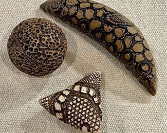 (3) Kelly Jean Ohl Ceramic Rattles - Ball, Triangle, And Crescent (2 Of 3)