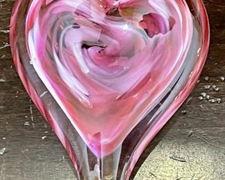 AlBo Glass Multi Color Hand Blown Art Glass Heart 2011