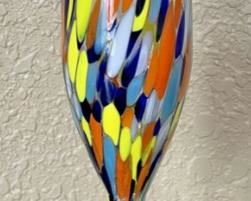 Hand Blown Colorful Art Glass Champagne Goblet