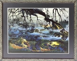 Eyvind Earle Large Numbered Serigraph Framed Print, "Fog Passes By" Appraised At $4600.00 #85/200 COA