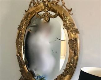 Antique brass mirror 