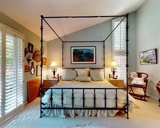 Gorgeous king size, heavy iron four post, canopy bed