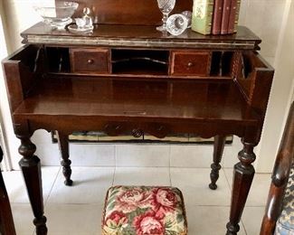 Antique mahogany flip top writing desk. 