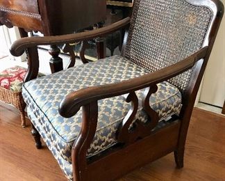 Mahogany framed chair. Natural hand woven cane webbing. No holes! 