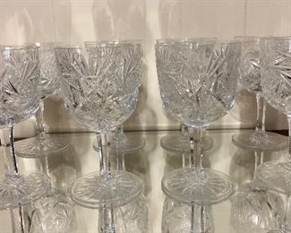 American brilliant glass goblets. 3 Libbey, 3 Clark, 2 Webb.