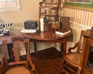 Round walnut occasional table.
