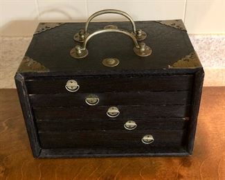 Antique Mahjong set. Bone and bamboo tiles. Dated April 3, 1923. 