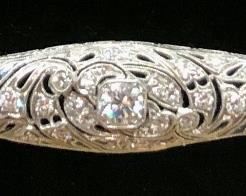 Platinum Diamond and Sapphire Bar Pin