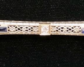 14KT Diamond and Sapphire Bar Pin