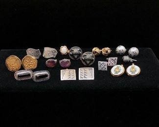 Super nice collection of Gentlemens cufflinks including retired James Avery Ramshead, Sterling, Mid Century mushroom set, opal, etc