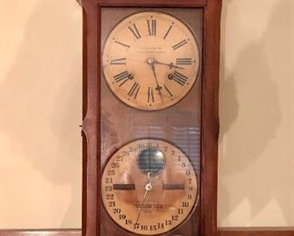 Perpetual timepiece. National Calendar Clock, Ithaca New York. 1800s In marvelous working condition! With winding key. 