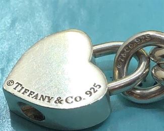 Tiffany Sterling  “Mom” Heart bracelet. Both bracelet and padlock heart are fully hallmarked. 