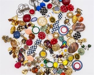 Vintage Lot of 50 Pairs Earrings incl Trifari, Jomaz