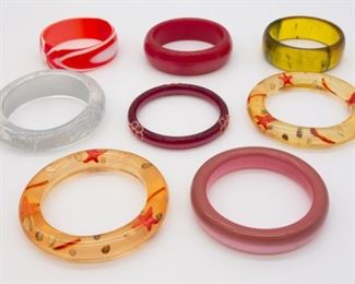 Vintage Lot 8 Lucite and Other Bangle Bracelets