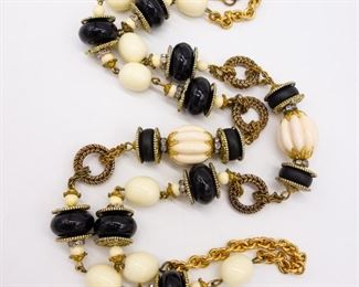 Vintage Lawrence VRBA Black and White Bead Necklace