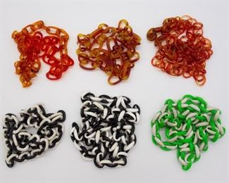 Vintage Mid Century Colorful Plastic Chain Jewelry