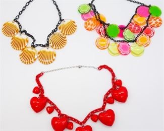 Mid Century Vintage Plastic Necklaces incl Hearts