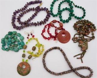 Group Vintage Hardstone Bead Necklaces incl Turquoise