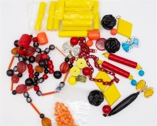 Vintage Lot Jewelry Beads, Links, incl Buttons