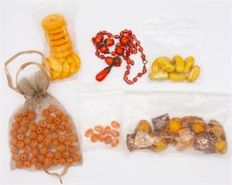 Vintage Lot Jewelry Making Beads incl Reverse Carved