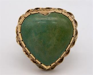 Vintage Solid Gold Turquoise Heart Ring Size 5.5