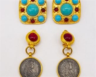 Vintage Lot 2 Pairs Earrings incl Ben-Amun and VRBA
