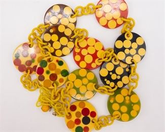 Vintage Bakelite Polka Dot Disk Necklace