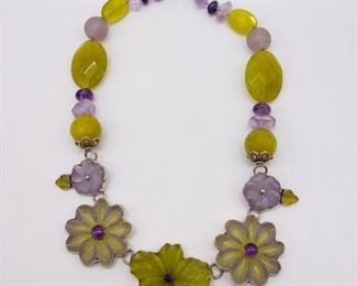 Amy Kahn Russell Sterling Silver Jade Amethyst Necklace