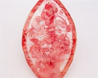 Joyce Francis Lg Carved Hummingbird in Flowers Brooch