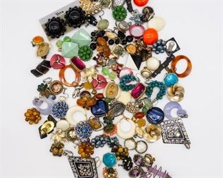 Vintage Lot 50 Pairs Earrings incl Napier, Sterling