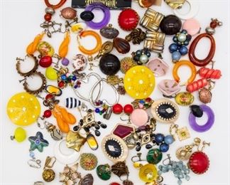 Vintage Lot of 50 Pairs Earrings incl Gold Stone