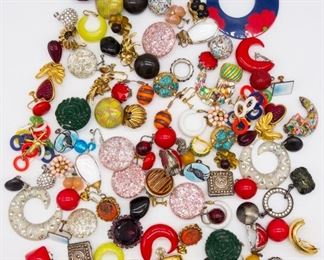Vintage Lot 50 Pairs Earrings incl Givenchy, Enamel