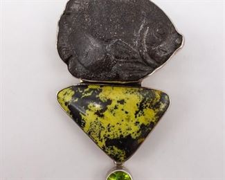 Amy Kahn Russell 925 Silver Carved Angelfish Brooch