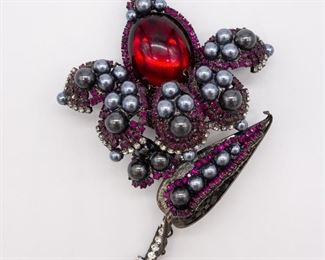 Designer VRBA Flower and Valentino Italy Brooch