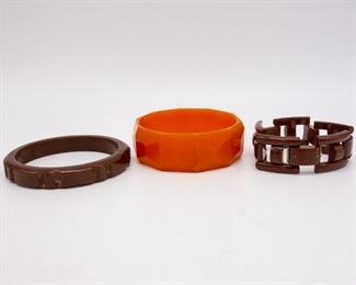 Vintage Bakelite Bracelets incl Articulated and Carved