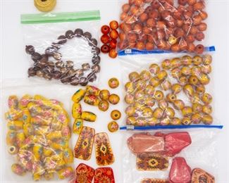 Large Vintage Lot Jewelry Beads incl Wooden Rhinestone