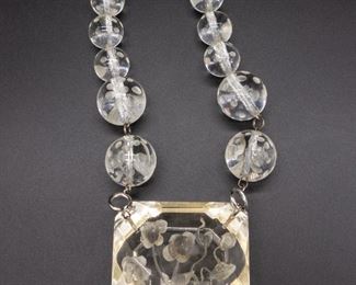 Joyce Francis Large Carved Floral Pendant Necklace