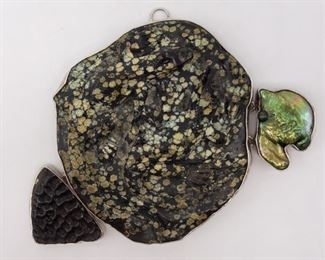 Amy Kahn Russell 925 Carved Mineral Lizard Pendant