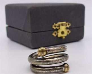 Vintage Zolatas Sterling Silver 18K Gold Ring w Box