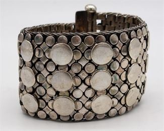 Vintage Sterling Silver Wide Mesh Bracelet